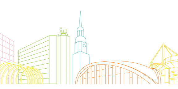 Zeichnung der Skyline von Dortmund.
